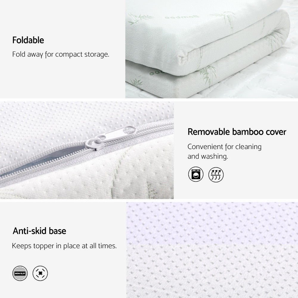 Giselle Bedding Memory Foam Mattress Topper Cool Gel Bed Mat Bamboo 10cm Single-Furniture &gt; Mattresses &gt; Mattress Toppers-PEROZ Accessories