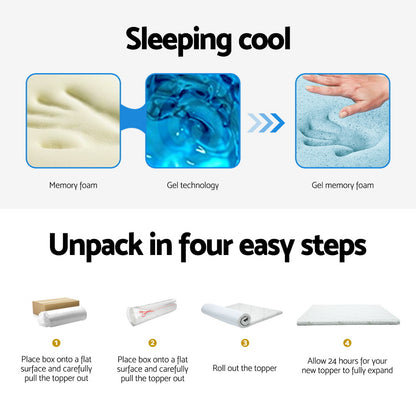 Giselle Bedding Memory Foam Mattress Topper Cool Gel Bed Mat Bamboo 10cm Single-Furniture &gt; Mattresses &gt; Mattress Toppers-PEROZ Accessories