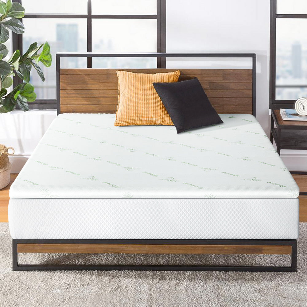 Giselle Bedding Memory Foam Mattress Topper Cool Gel Bed Mat Bamboo 10cm Single-Furniture &gt; Mattresses &gt; Mattress Toppers-PEROZ Accessories