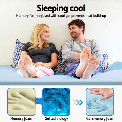 Giselle Bedding Memory Foam Mattress Topper Cool Gel 5cm King Single-Furniture &gt; Mattresses &gt; Mattress Toppers-PEROZ Accessories