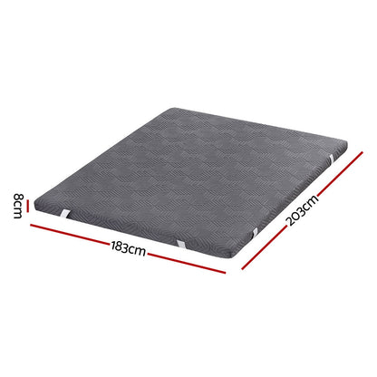 Giselle 8cm Memory Foam Mattress Topper Gel Dual Layer Foam Bamboo King-Furniture > Mattresses > Mattress Toppers-PEROZ Accessories