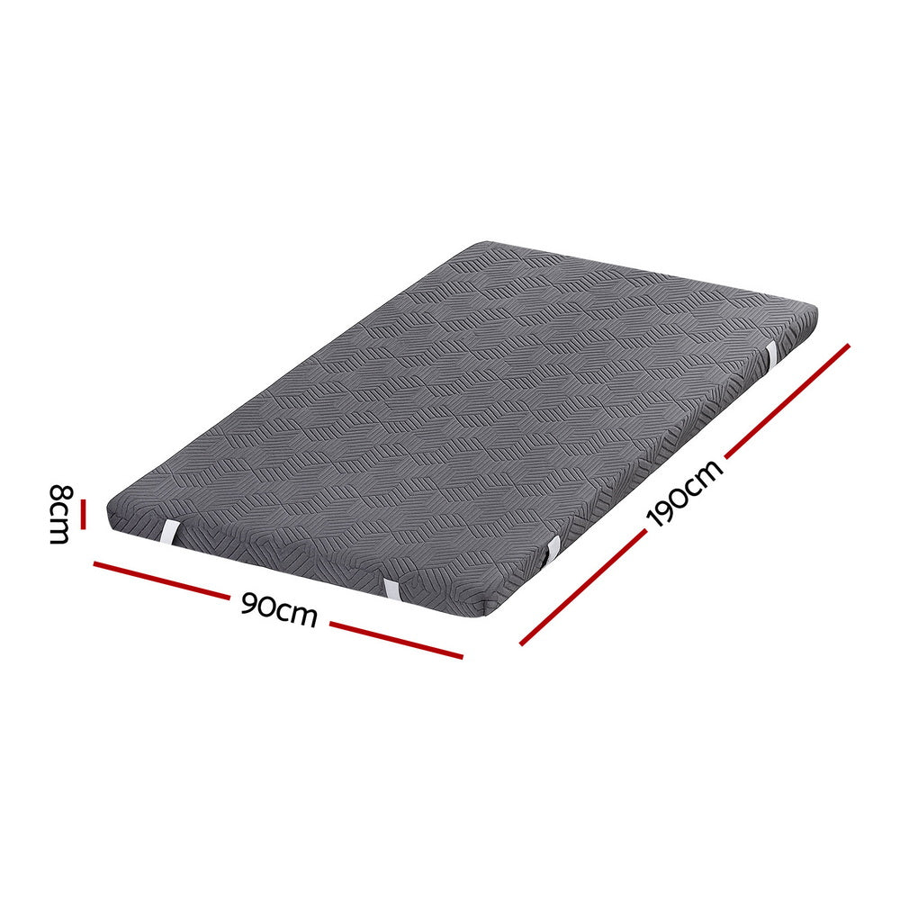 Giselle 8cm Memory Foam Mattress Topper Gel Dual Layer Foam Bamboo Single-Furniture > Mattresses > Mattress Toppers-PEROZ Accessories