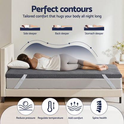 Giselle 8cm Memory Foam Mattress Topper Gel Dual Layer Foam Bamboo Single-Furniture > Mattresses > Mattress Toppers-PEROZ Accessories