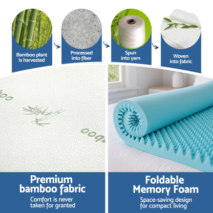 Giselle 8cm Memory Foam Mattress Topper Gel Egg Crate Foam Bamboo Double-Furniture > Mattresses > Mattress Toppers-PEROZ Accessories