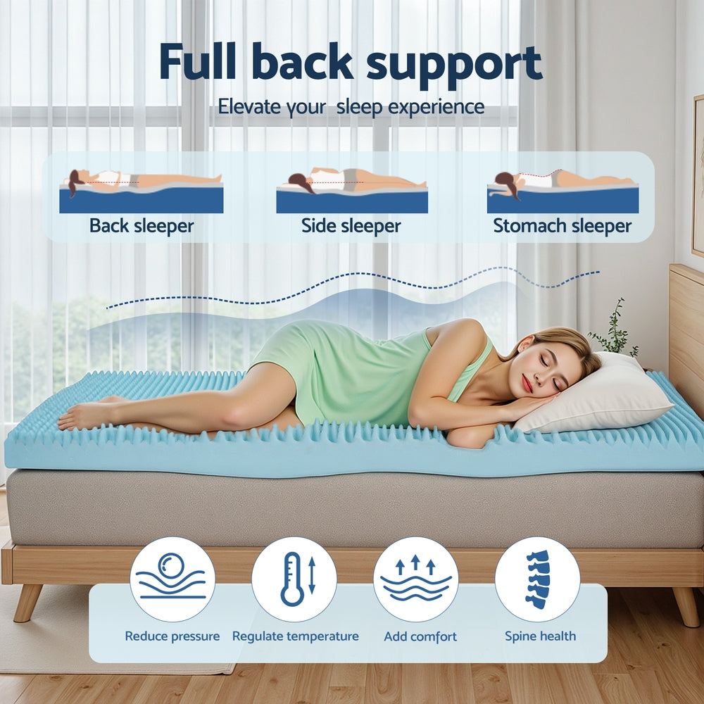 Giselle 8cm Memory Foam Mattress Topper Gel Egg Crate Foam Bamboo King-Furniture > Mattresses > Mattress Toppers-PEROZ Accessories