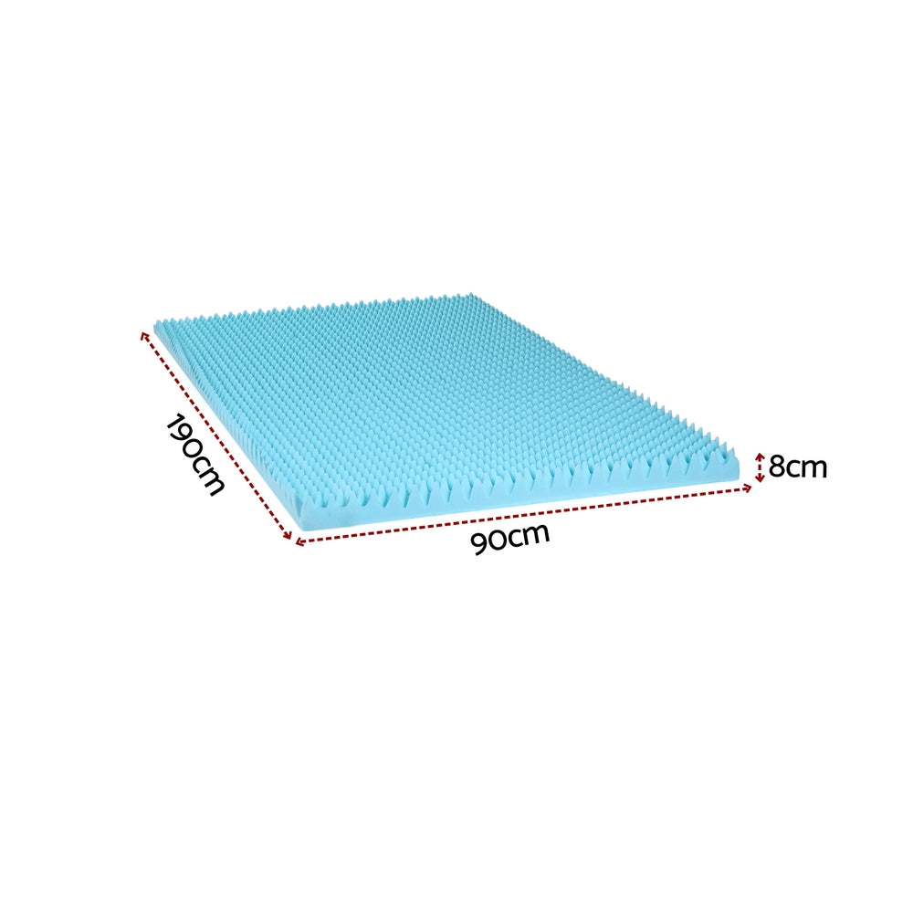 Giselle 8cm Memory Foam Mattress Topper Gel Egg Crate Foam Bamboo Single-Furniture > Mattresses > Mattress Toppers-PEROZ Accessories