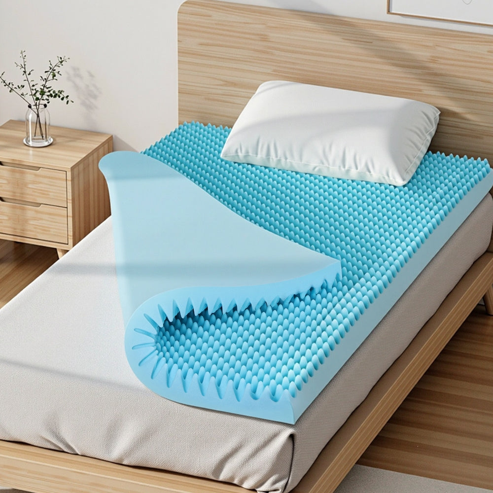 Giselle 8cm Memory Foam Mattress Topper Gel Egg Crate Foam Bamboo Single-Furniture > Mattresses > Mattress Toppers-PEROZ Accessories