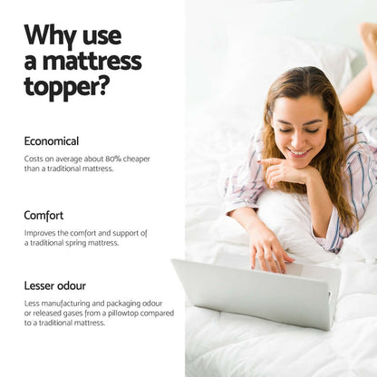 Giselle Bedding Memory Foam Mattress Topper Egg Crate 5cm King Single-Furniture &gt; Mattresses &gt; Mattress Toppers-PEROZ Accessories