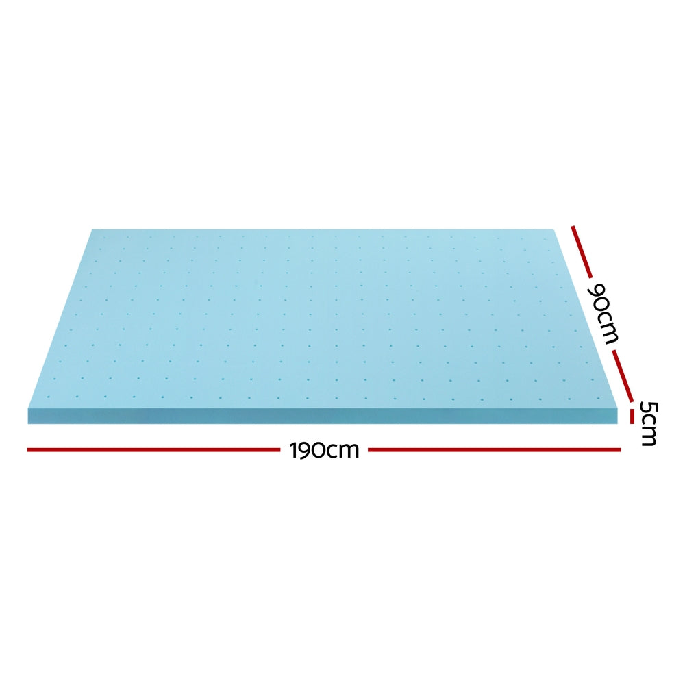 Giselle Bedding Memory Foam Mattress Topper Ventilated Cool Gel 5cm Single-Furniture > Mattresses > Mattress Toppers-PEROZ Accessories