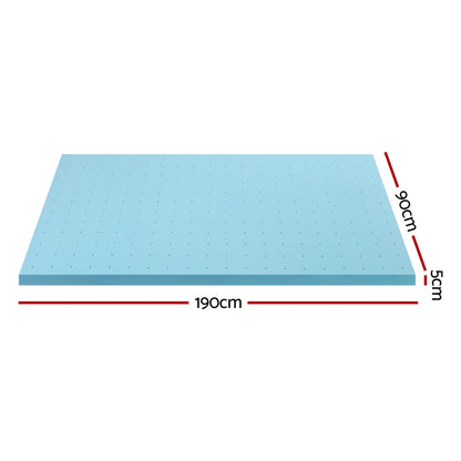 Giselle Bedding Memory Foam Mattress Topper Ventilated Cool Gel 5cm Single-Furniture > Mattresses > Mattress Toppers-PEROZ Accessories