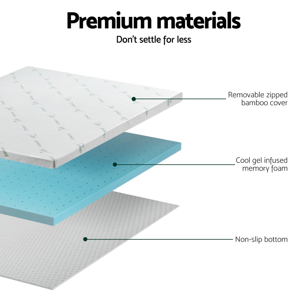 Giselle Bedding Memory Foam Mattress Topper Ventilated Cool Gel 5cm Single-Furniture > Mattresses > Mattress Toppers-PEROZ Accessories