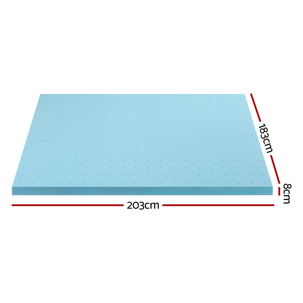 Giselle Bedding Memory Foam Mattress Topper Ventilated Cool Gel 8cm King-Furniture > Mattresses > Mattress Toppers-PEROZ Accessories