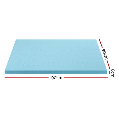 Giselle Bedding Memory Foam Mattress Topper Ventilated Cool Gel 8cm Single-Furniture &gt; Mattresses &gt; Mattress Toppers-PEROZ Accessories