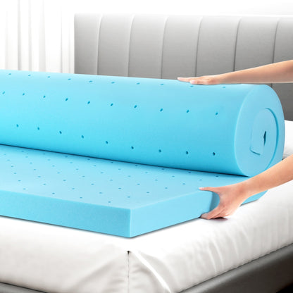 Giselle Bedding Memory Foam Mattress Topper Ventilated Cool Gel 8cm Single-Furniture &gt; Mattresses &gt; Mattress Toppers-PEROZ Accessories
