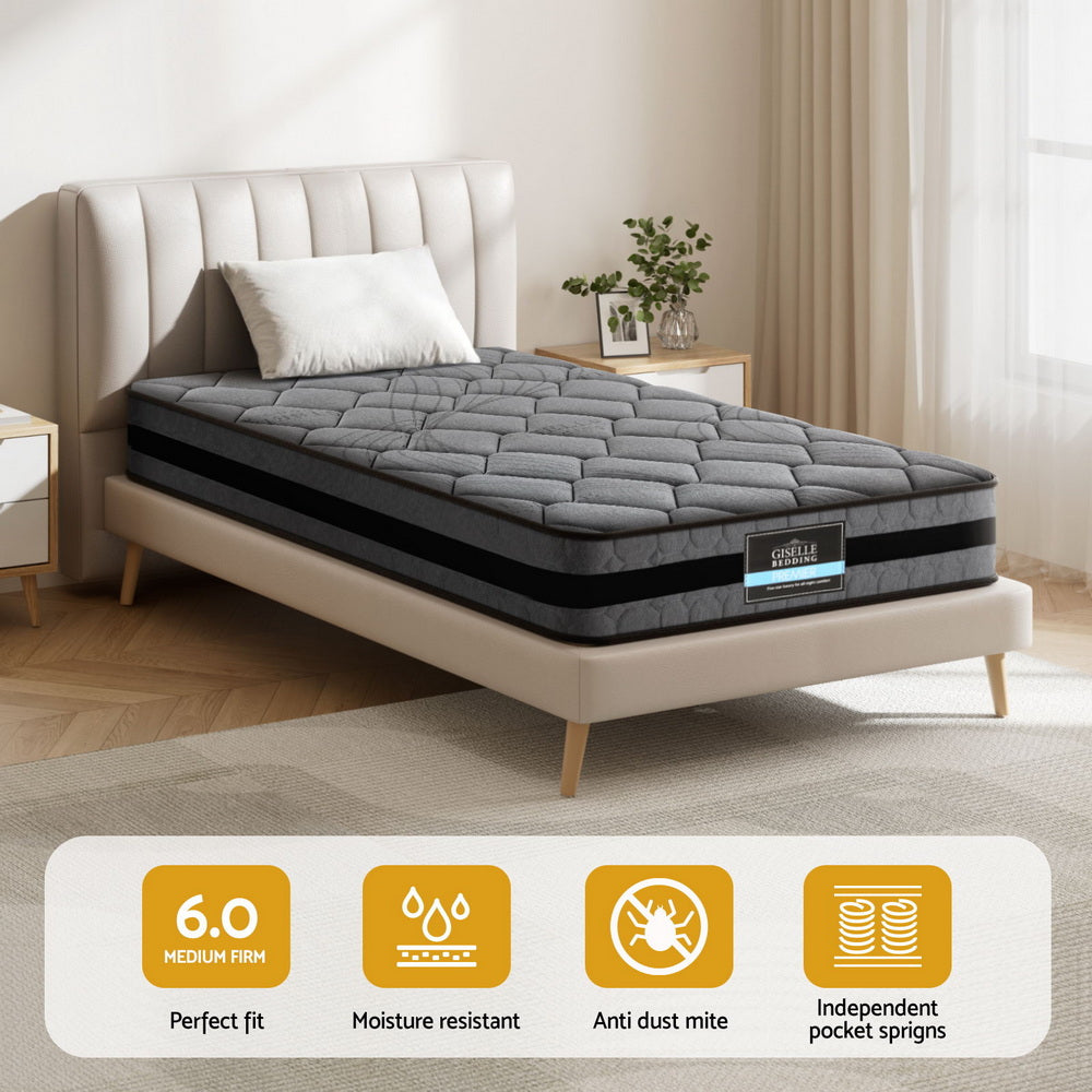 Giselle Bedding 22cm Mattress Medium Firm King Single-Mattresses-PEROZ Accessories