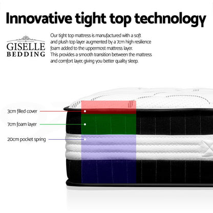 Giselle Bedding 30cm Mattress Medium Firm Queen-Mattresses-PEROZ Accessories