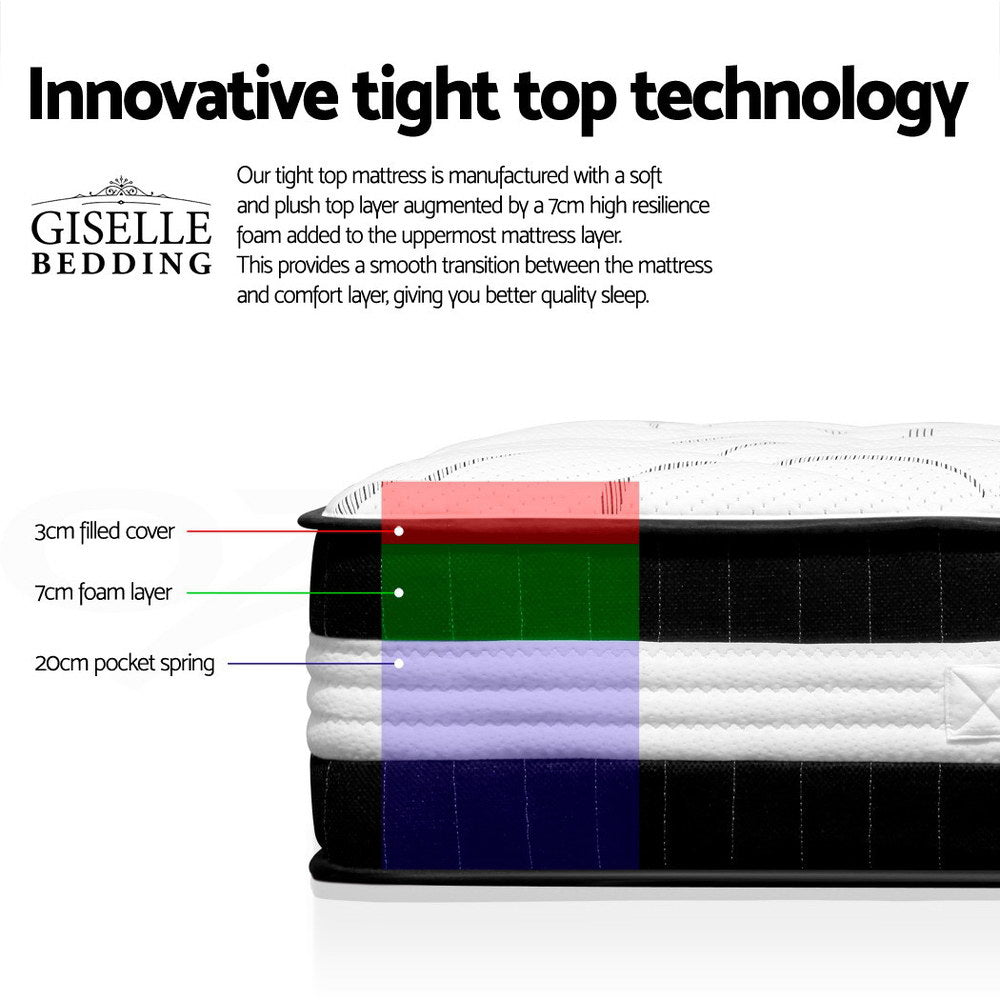 Giselle Bedding 30cm Mattress Medium Firm Single-Mattresses-PEROZ Accessories