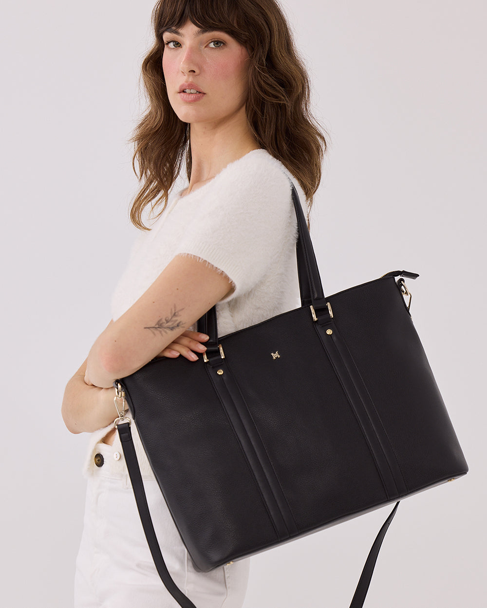 Tara Laptop Tote Work Bag With Crossbody Strap-Handbags-PEROZ Accessories