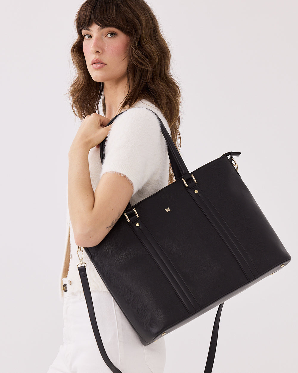 Tara Laptop Tote Work Bag With Crossbody Strap-Handbags-PEROZ Accessories