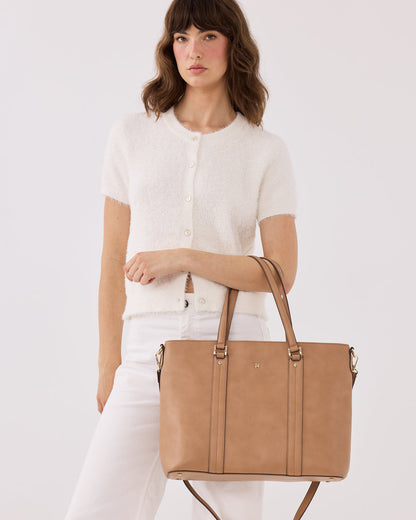 Tara Laptop Tote Work Bag With Crossbody Strap-Handbags-PEROZ Accessories
