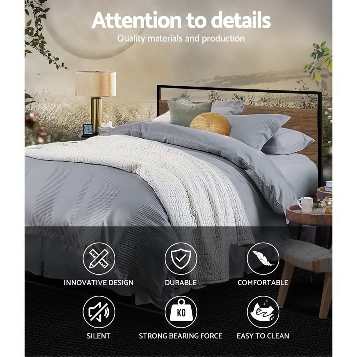 Artiss Bed Frame Double Size Metal Bed Frame DANE-Bed Frames-PEROZ Accessories