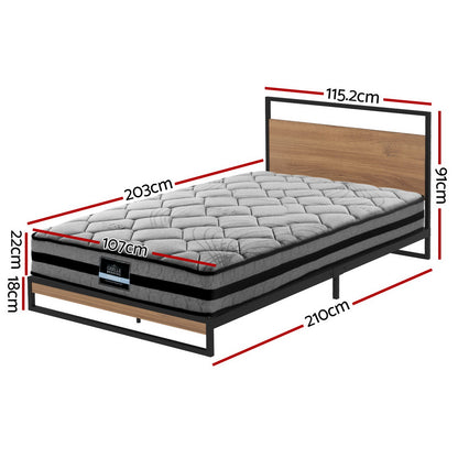 Artiss Metal Bed Frame King Single Size Beds Platform with Mattress-Furniture &gt; Bedroom &gt; Beds &amp; Bed Frames-PEROZ Accessories