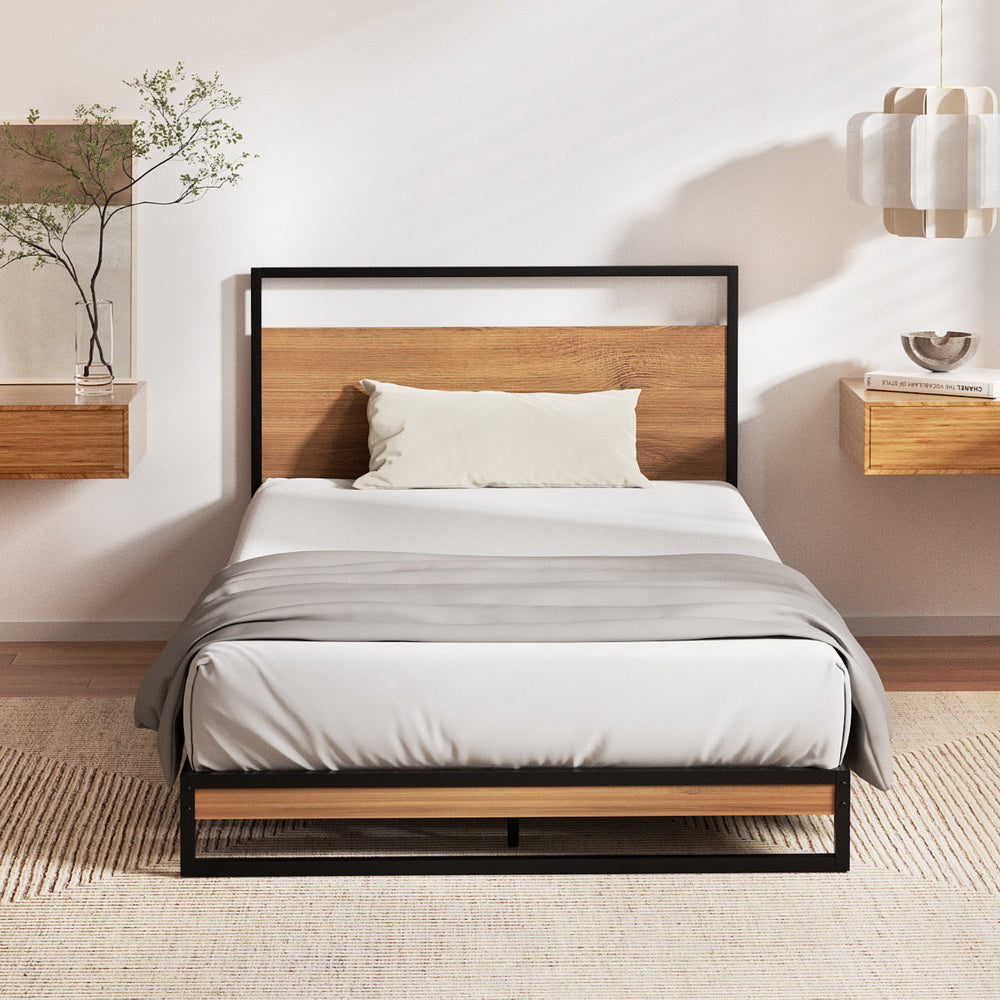 Artiss Metal Bed Frame King Single Size Beds Platform with Mattress-Furniture &gt; Bedroom &gt; Beds &amp; Bed Frames-PEROZ Accessories