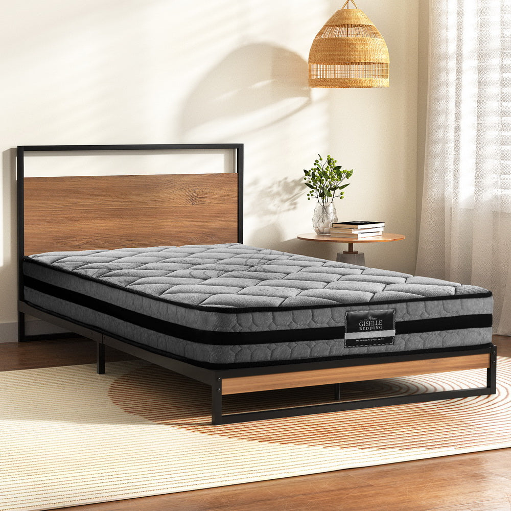 Artiss Metal Bed Frame King Single Size Beds Platform with Mattress-Furniture &gt; Bedroom &gt; Beds &amp; Bed Frames-PEROZ Accessories