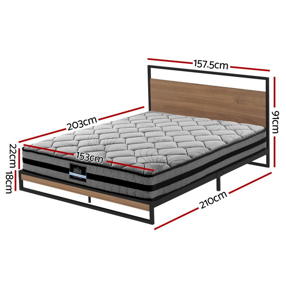 Artiss Bed Frame Queen Size Metal Frame DANE with Mattress-Furniture &gt; Bedroom &gt; Beds &amp; Bed Frames-PEROZ Accessories