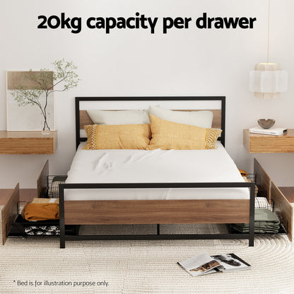 Artiss 2x Bed Frame Storage Drawers Trundle Black-Furniture &gt; Bedroom-PEROZ Accessories