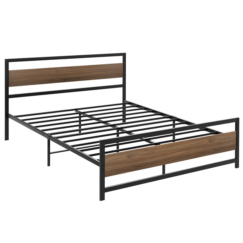 Artiss Bed Frame Queen Size Metal Base Mattress Platform Foundation Black DREW-Furniture &gt; Bedroom-PEROZ Accessories