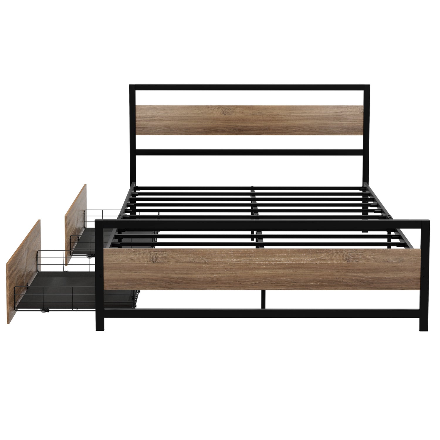 Artiss Bed Frame Queen Size Metal Frame with 2 Drawers DREW-Furniture > Bedroom > Beds &amp; Bed Frames-PEROZ Accessories