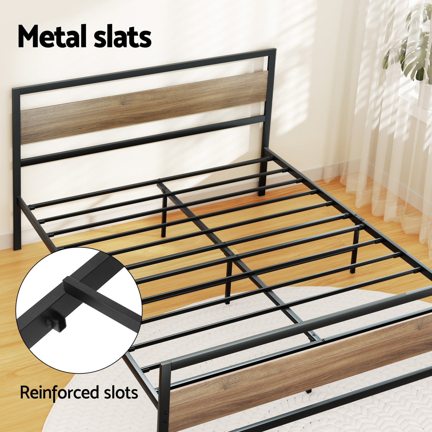 Artiss Bed Frame Queen Size Metal Frame with 2 Drawers DREW-Furniture > Bedroom > Beds &amp; Bed Frames-PEROZ Accessories