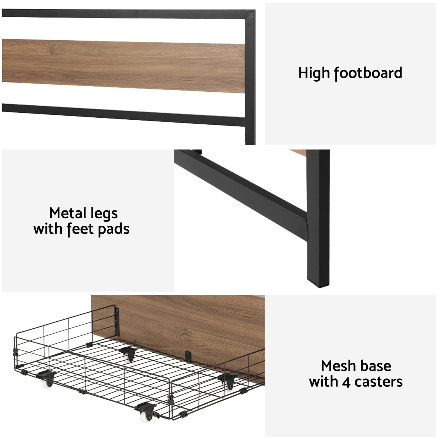 Artiss Bed Frame Queen Size Metal Frame with 2 Drawers DREW-Furniture > Bedroom > Beds &amp; Bed Frames-PEROZ Accessories