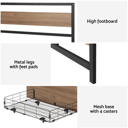 Artiss Bed Frame Queen Size Metal Frame with 2 Drawers DREW-Furniture > Bedroom > Beds &amp; Bed Frames-PEROZ Accessories