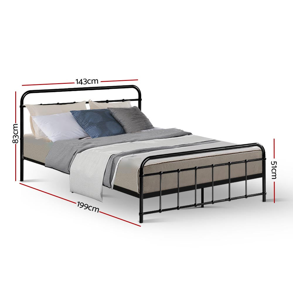 Artiss Bed Frame Metal Frames LEO - Double (Black)-Furniture &gt; Bedroom-PEROZ Accessories