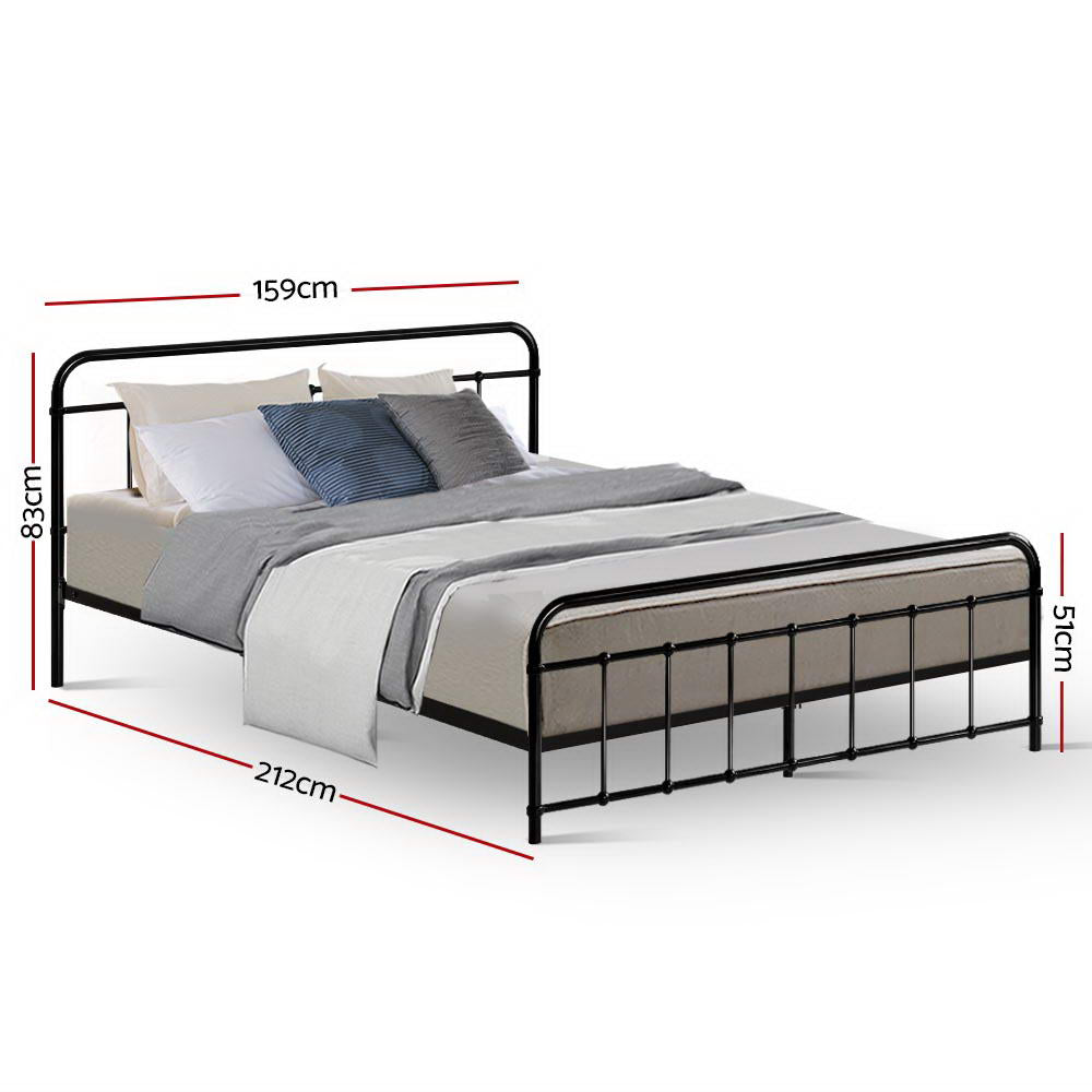 Artiss Bed Frame Metal Frames LEO - Queen (Black)-Furniture &gt; Bedroom-PEROZ Accessories