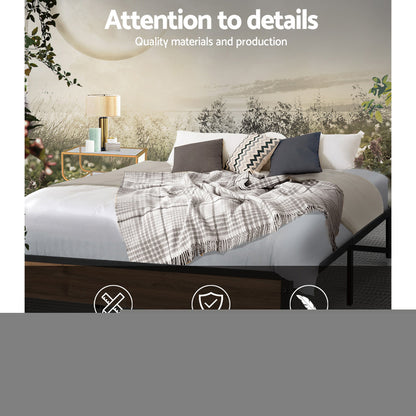 Artiss Bed Frame Metal Frame Bed Base OSLO - Double-Bed Frames-PEROZ Accessories