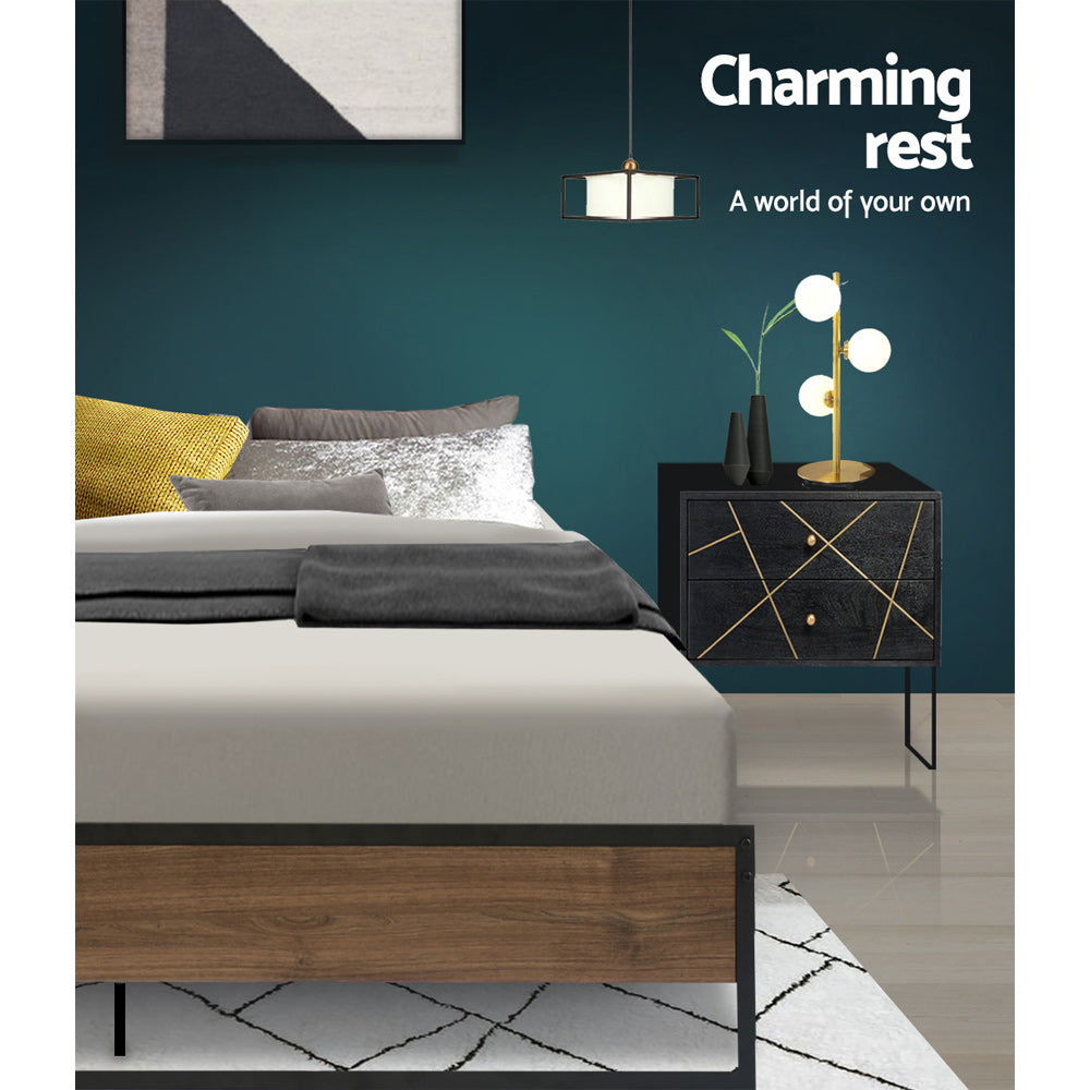 Artiss Bed Frame Metal Frame Bed Base OSLO - Double-Bed Frames-PEROZ Accessories