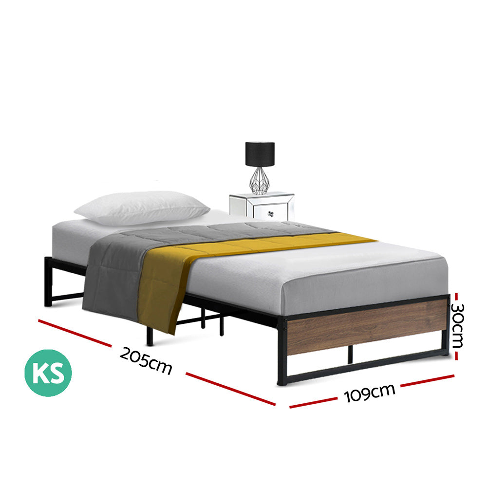 Artiss Bed Frame Metal Frame Bed Base OSLO - King Single-Furniture &gt; Bedroom-PEROZ Accessories