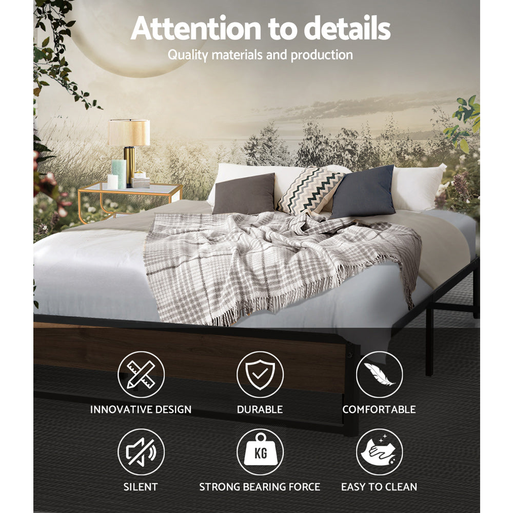 Artiss Bed Frame Metal Frame Bed Base OSLO - Queen-Bed Frames-PEROZ Accessories