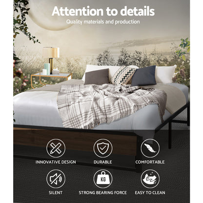 Artiss Bed Frame Metal Frame Bed Base OSLO - Queen-Bed Frames-PEROZ Accessories