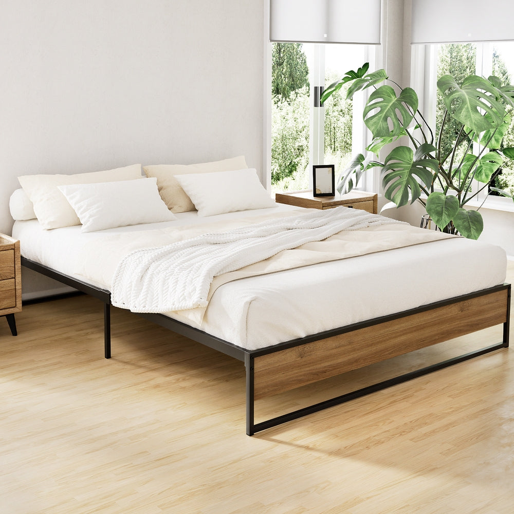 Artiss Bed Frame Metal Frame Bed Base OSLO - Queen-Bed Frames-PEROZ Accessories