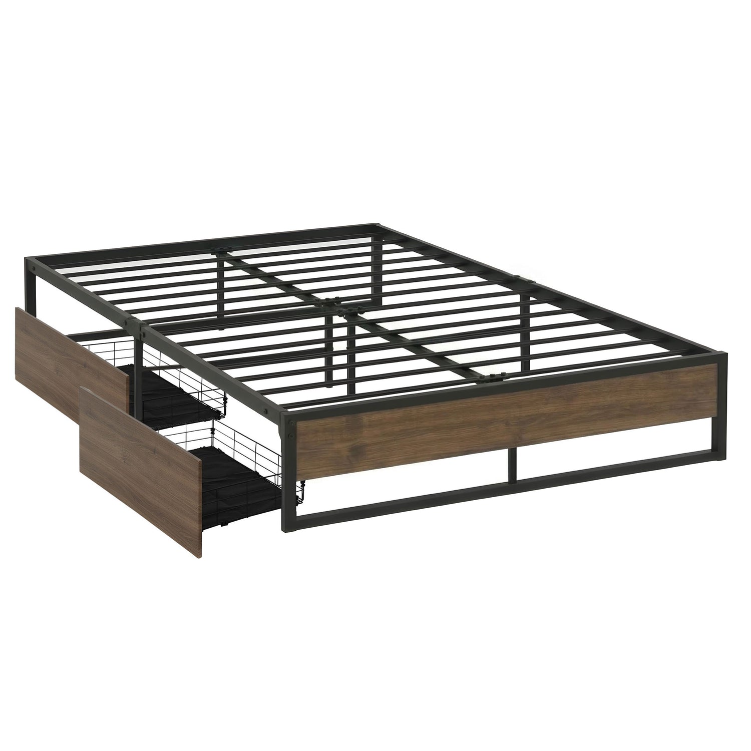 Artiss Bed Frame Metal Frame Queen Size Bed Base 2 Drawers OSLO-Furniture > Bedroom > Beds &amp; Bed Frames-PEROZ Accessories
