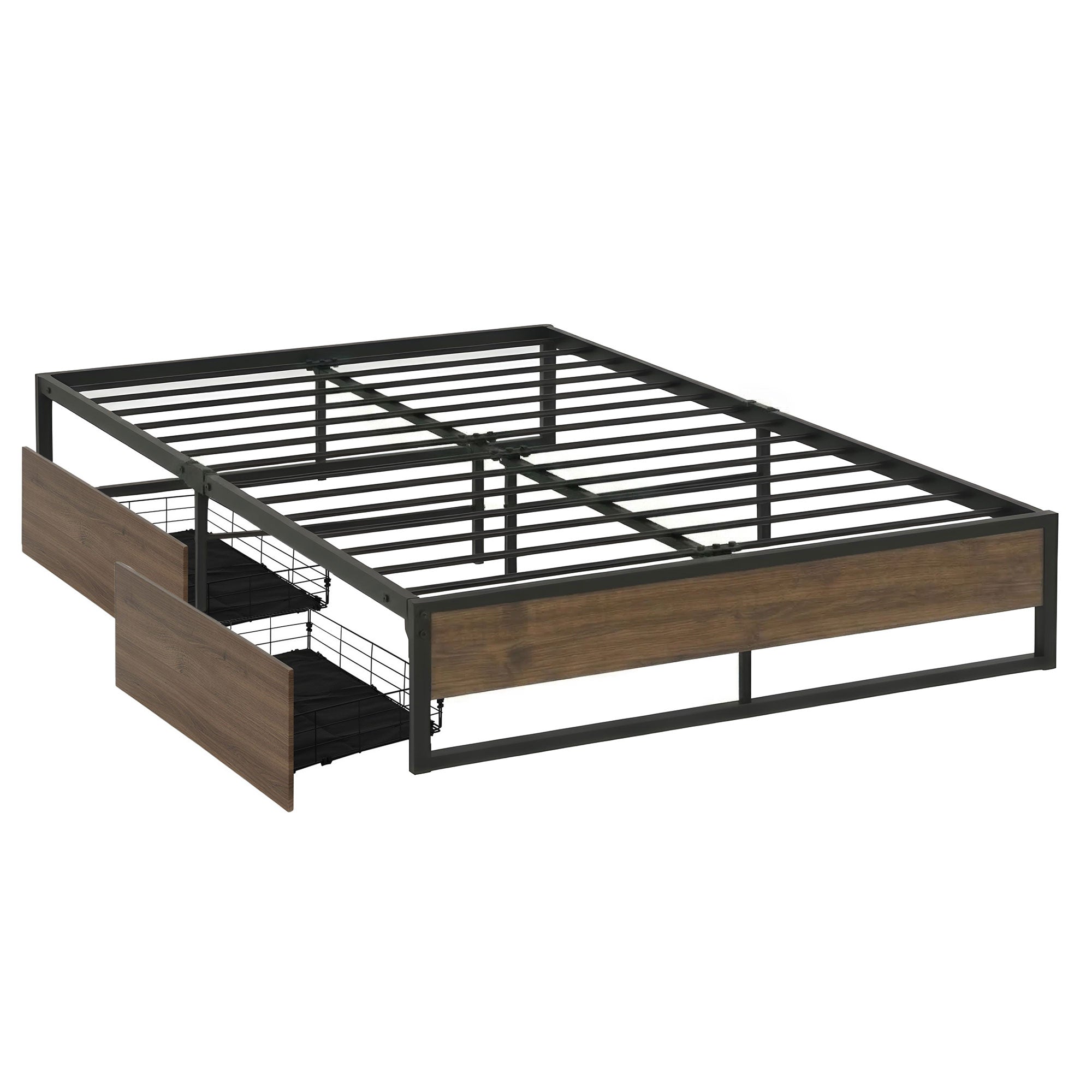 Artiss Bed Frame Metal Frame Queen Size Bed Base 2 Drawers OSLO-Furniture > Bedroom > Beds &amp; Bed Frames-PEROZ Accessories
