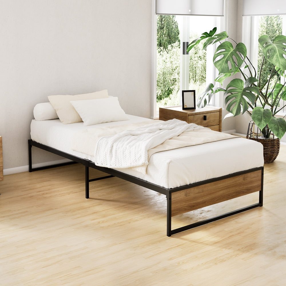 Artiss Bed Frame Metal Frame Bed Base OSLO - Single-Bed Frames-PEROZ Accessories