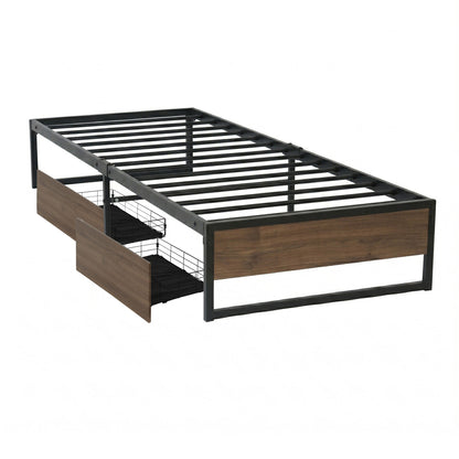 Artiss Bed Frame Metal Frame Single Bed Base 2 Drawers OSLO-Furniture > Bedroom > Beds &amp; Bed Frames-PEROZ Accessories