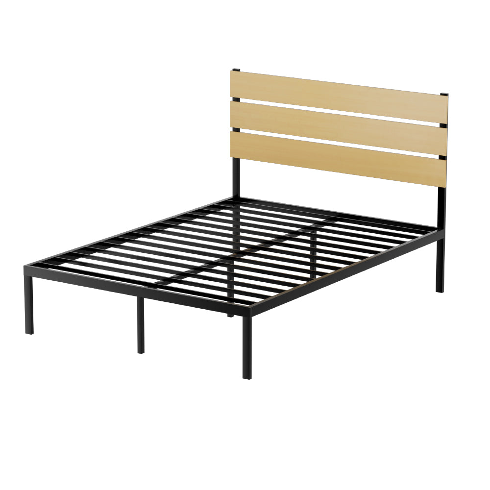 Artiss Bed Frame Double Size Metal Base Mattress Platform Foundation Black PAULA-Furniture &gt; Bedroom-PEROZ Accessories