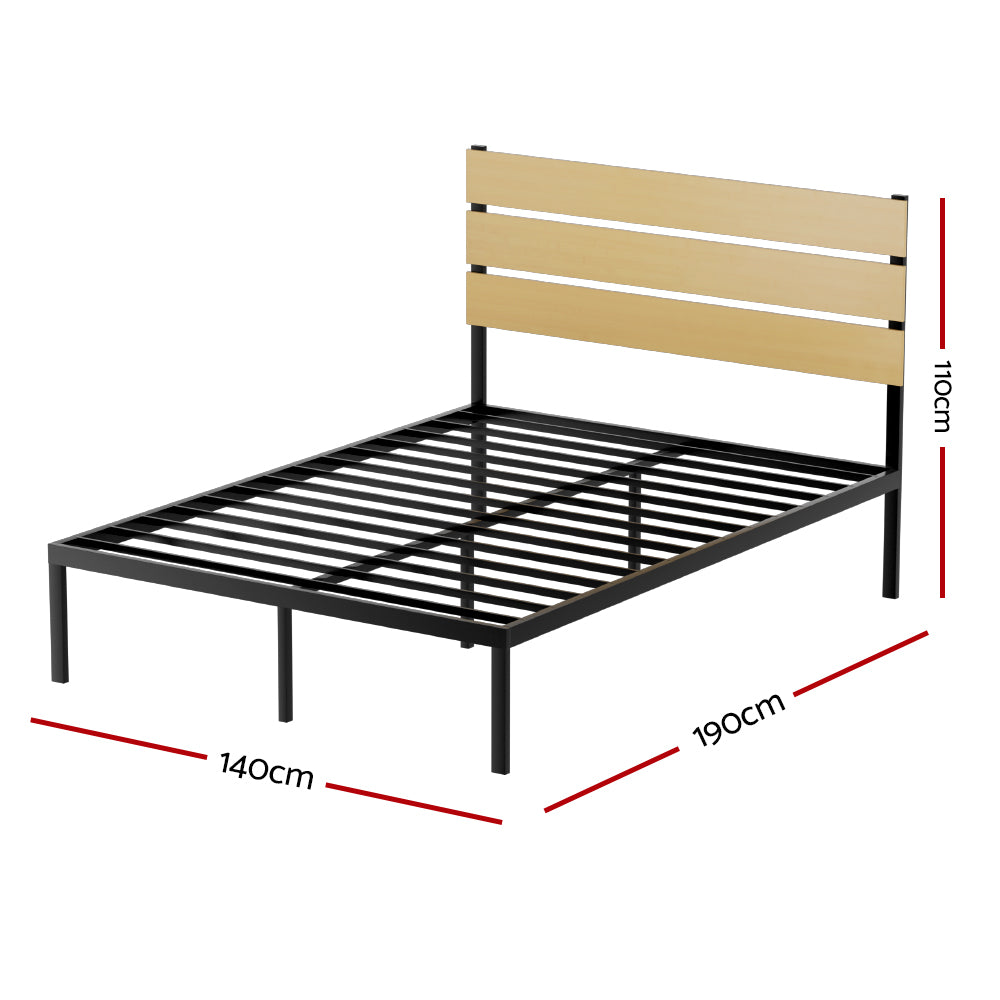 Artiss Bed Frame Double Size Metal Base Mattress Platform Foundation Black PAULA-Furniture &gt; Bedroom-PEROZ Accessories