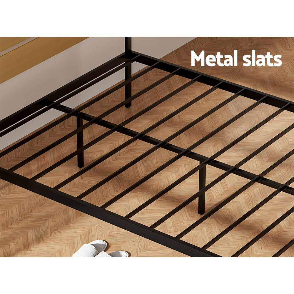 Artiss Bed Frame Double Size Metal Base Mattress Platform Foundation Black PAULA-Furniture &gt; Bedroom-PEROZ Accessories